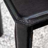 Black leather chairs by Enrico Pellizzoni, 1970s,