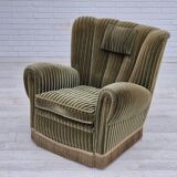1960s, Danish relax armchair, original condition, green furniture velour.