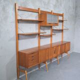 Mid-Century Modular Free Standing  Teak Wall Unit by Kjell Riise for Brodrene Jatogs, Norway, 1960s