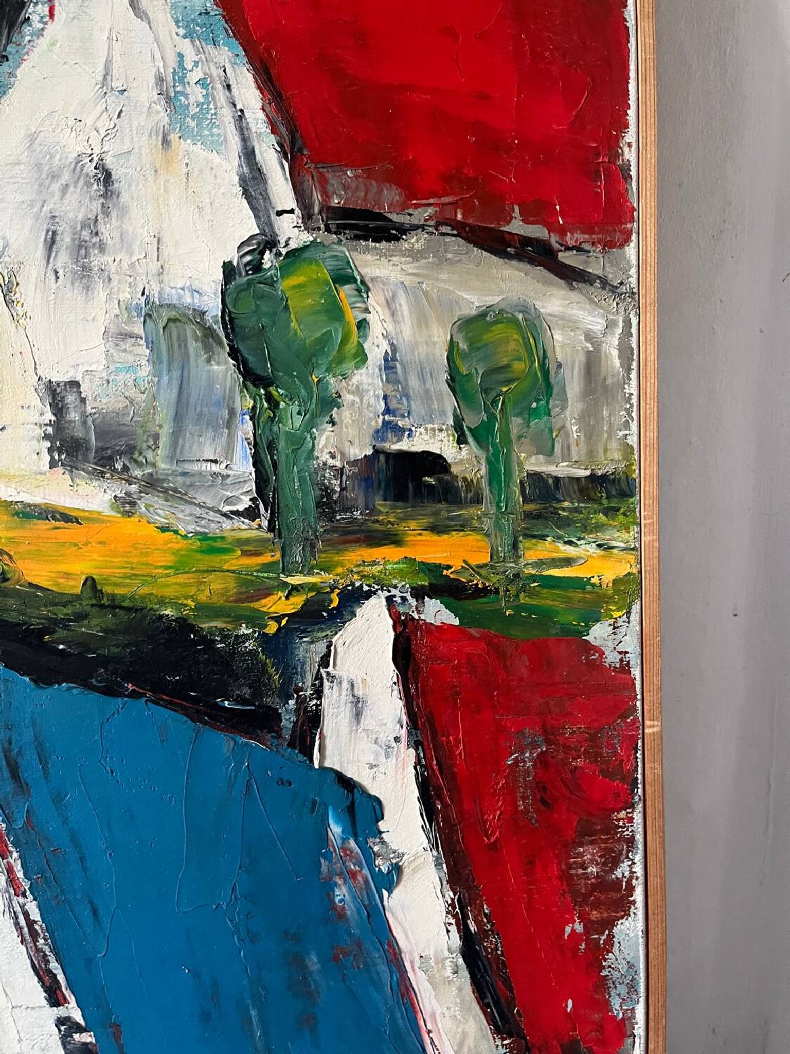 The colored roofs, knife technique, signed