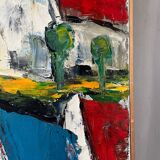 The colored roofs, knife technique, signed