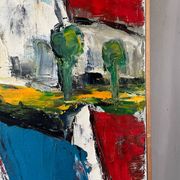 The colored roofs, knife technique, signed