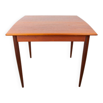 Small Danish square/oblong extendable teak table for dining or games