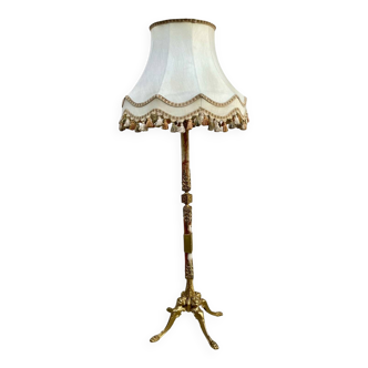 Magnifique Lampadaire Empire en marbre et bronze doré