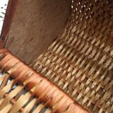 60'S braided wicker basket / hand bag