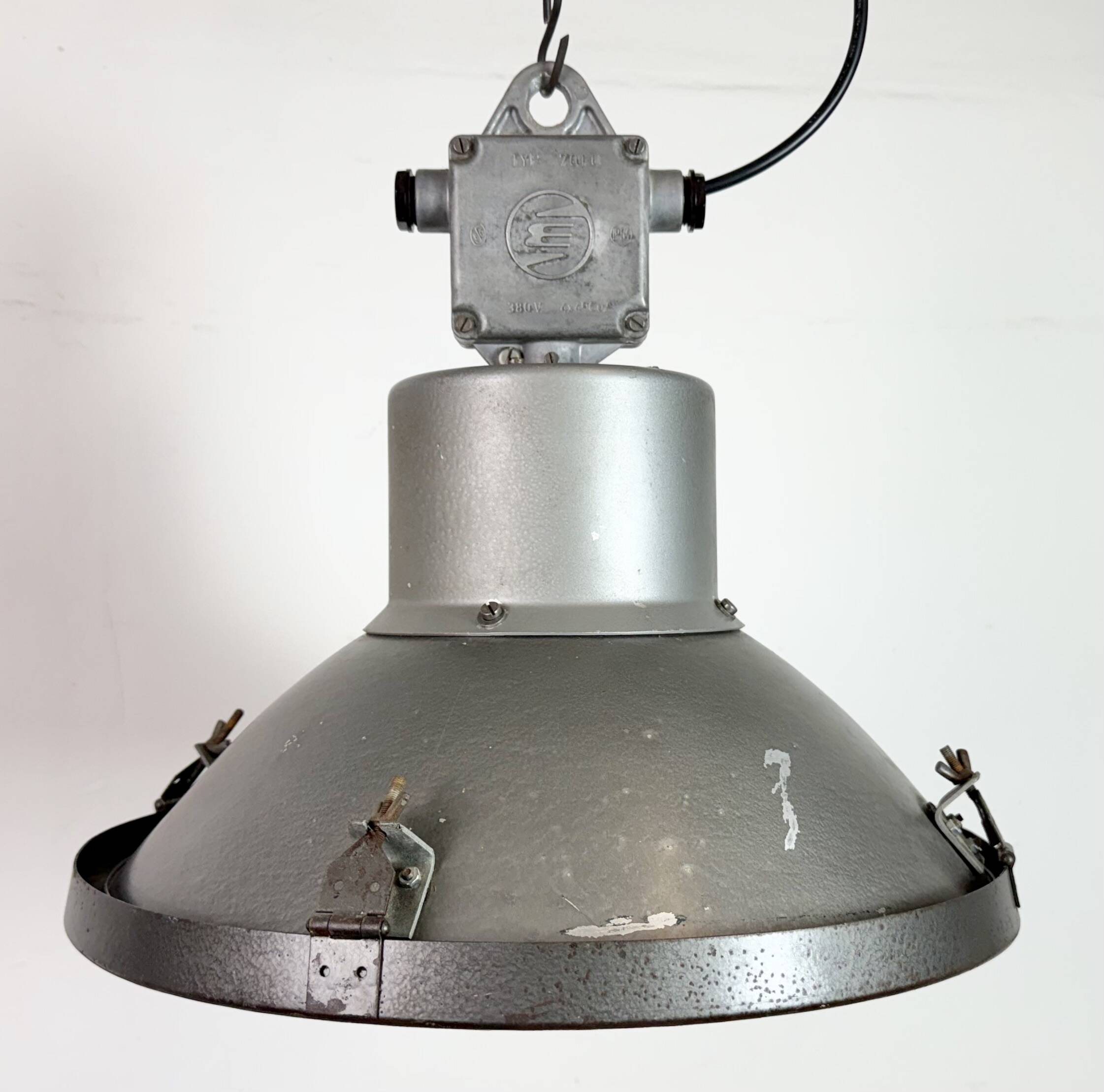 Industrial Grey Hammer Paint Pendant Lamp from Elektrosvit, 1960s