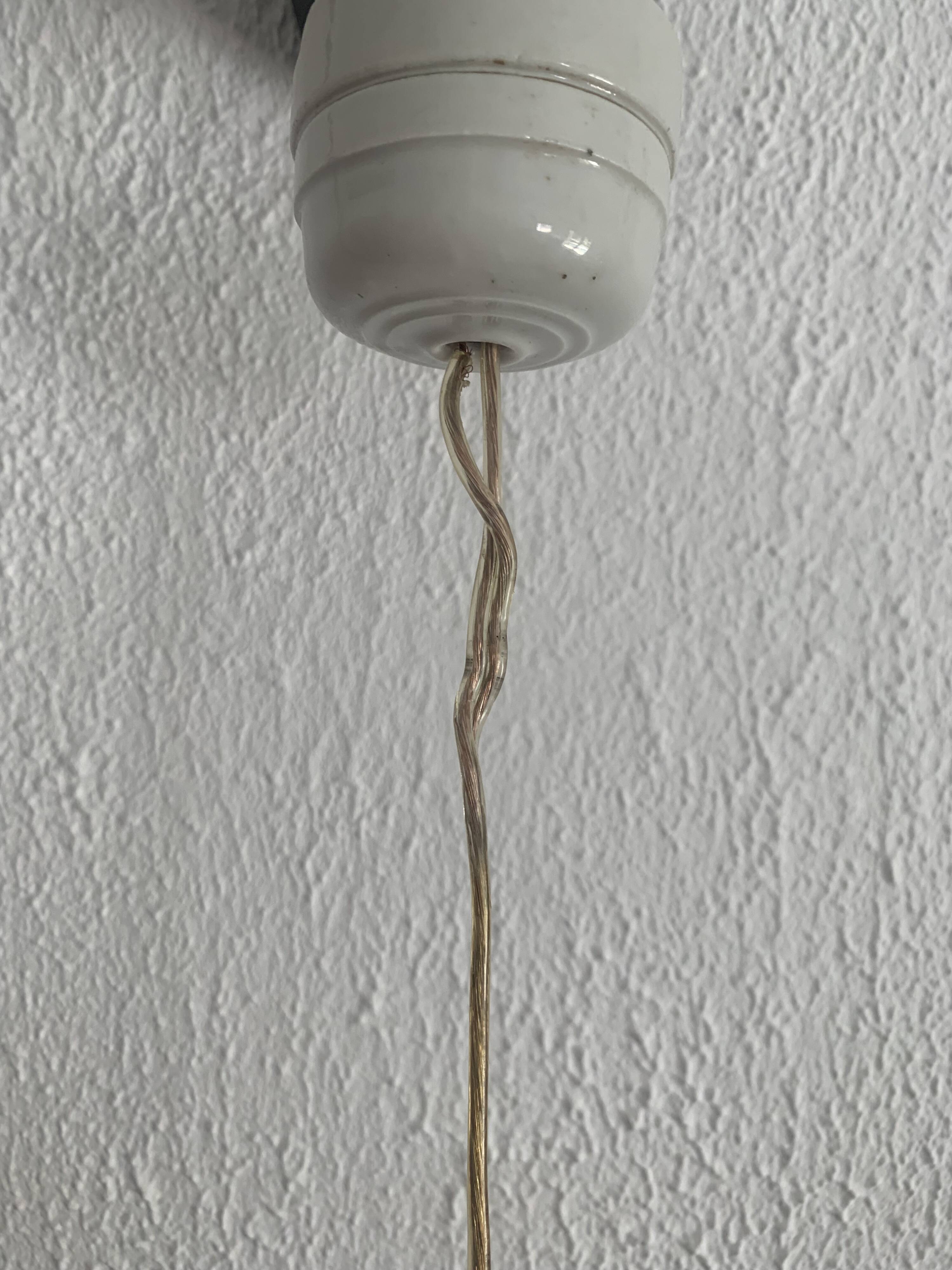 Vintage 1930s suspension pink clouded glass chandelier - 60 cm