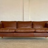 Danish mid-century vintage Mogens Hansen cognac brown leather sofa 60s