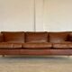 Danish mid-century vintage Mogens Hansen cognac brown leather sofa 60s