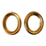 Pair of old oval golden wood frames