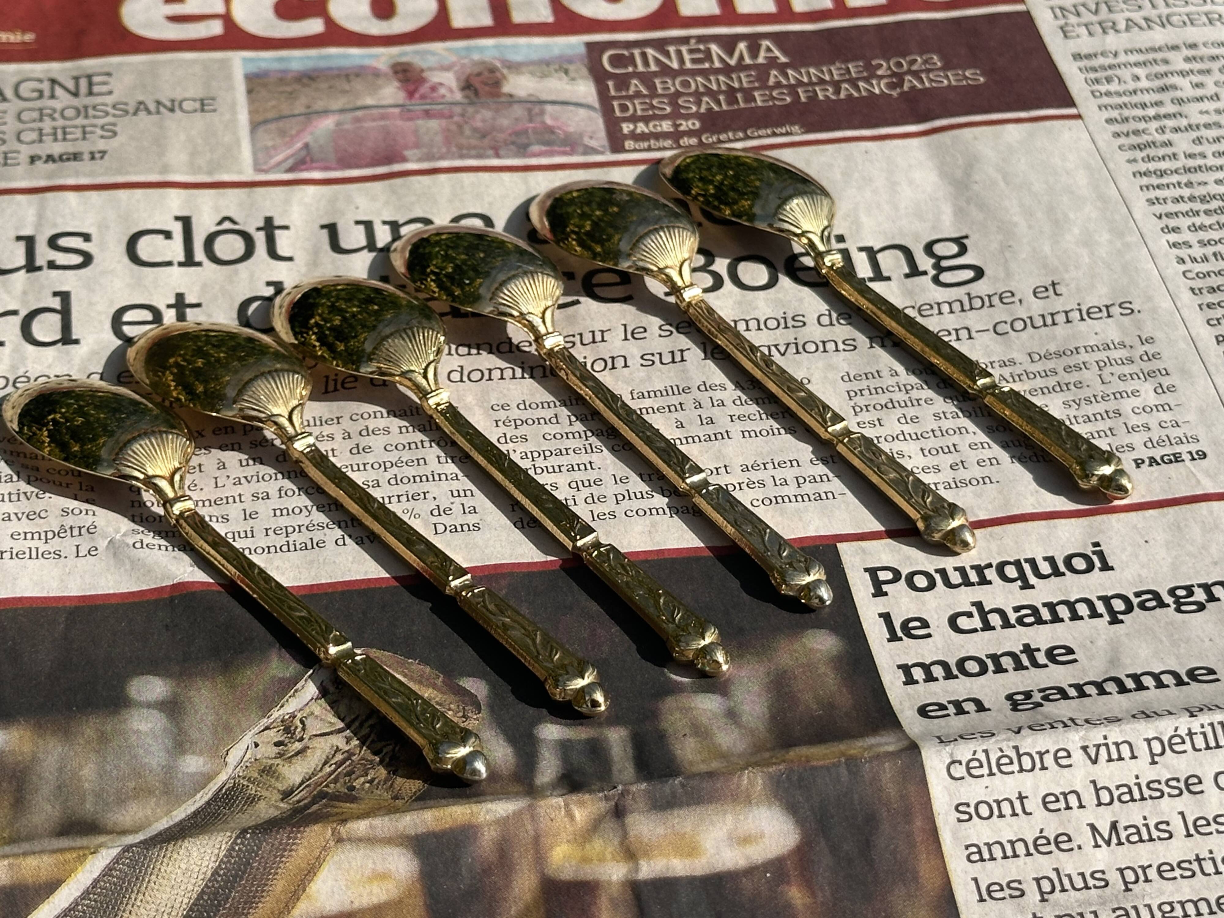 Set of 6 Vintage Gold Moka Spoons - Tableware - Coffee Spoons