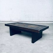 Brutalist Style Slate Tile Inlay Coffee Table, Belgium, 1970s