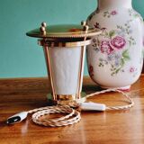 Lampe en laiton et porcelaine années 50