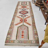 3x11 geometric oushak runner rug,97x348cm