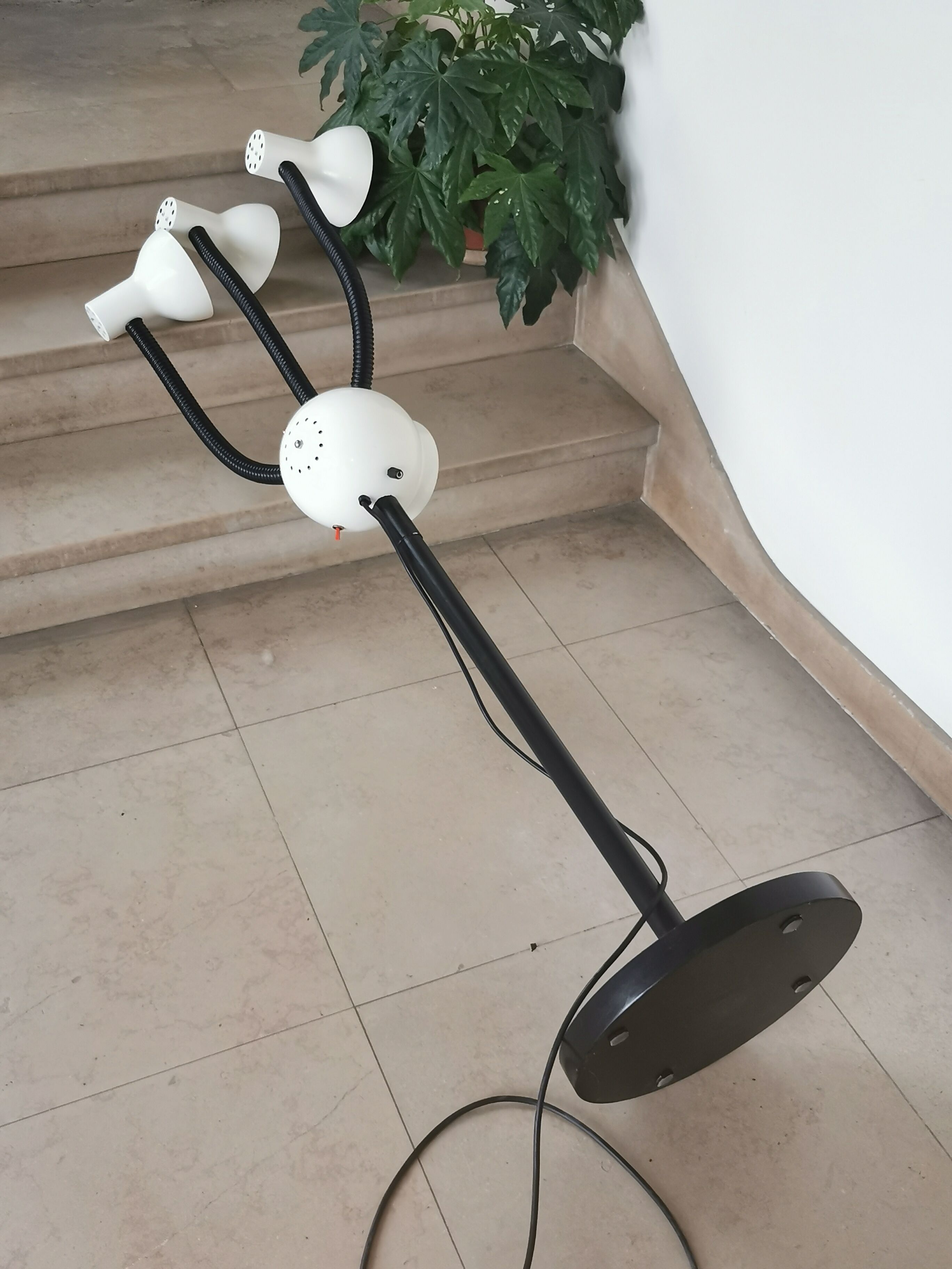 Space age lamp with 4 articulated spots, eyeball, sci-fi, 1970.