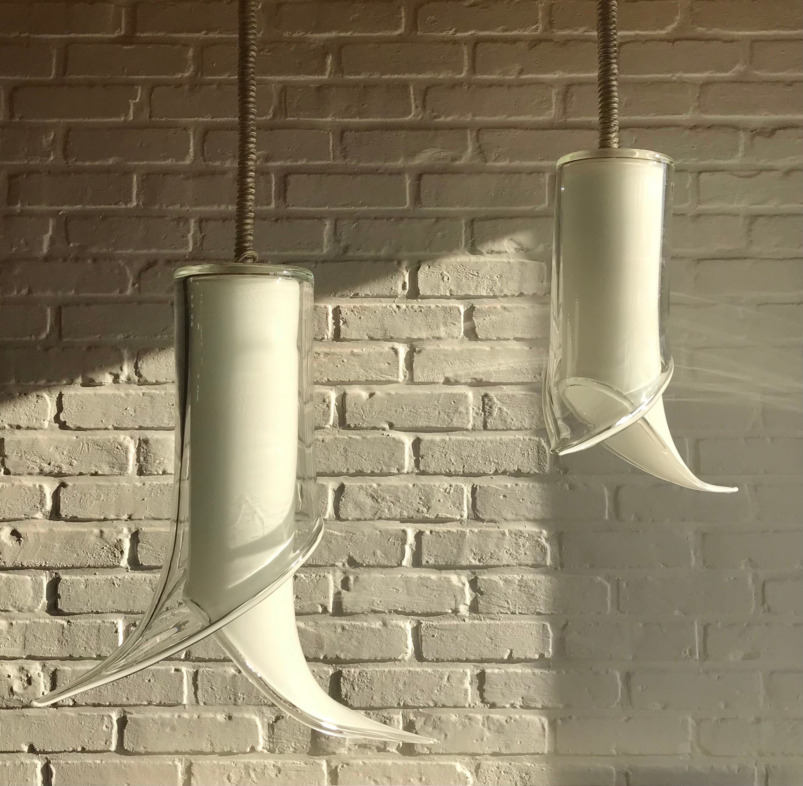 Pair of hanging Fiore by Renato Toso, Leucos Murano 1970