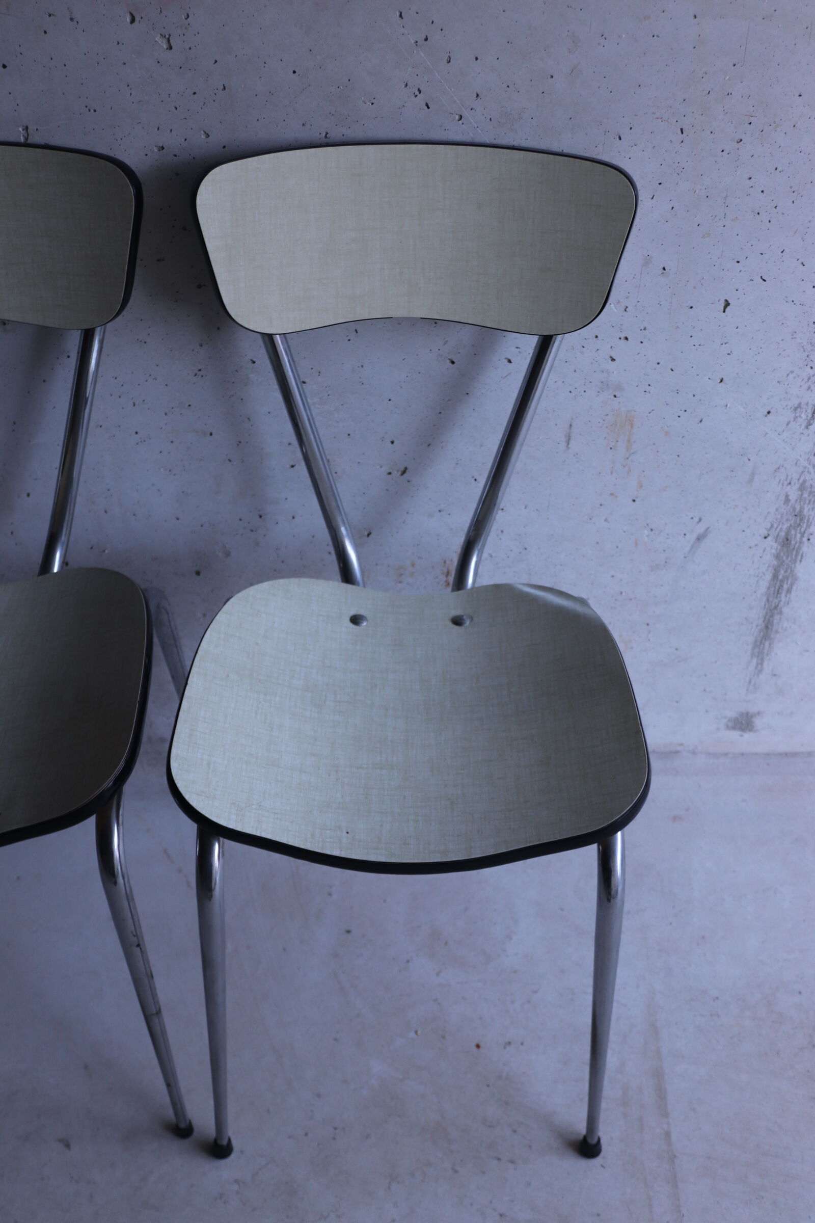 3 chairs in formica cream and khaki 50s