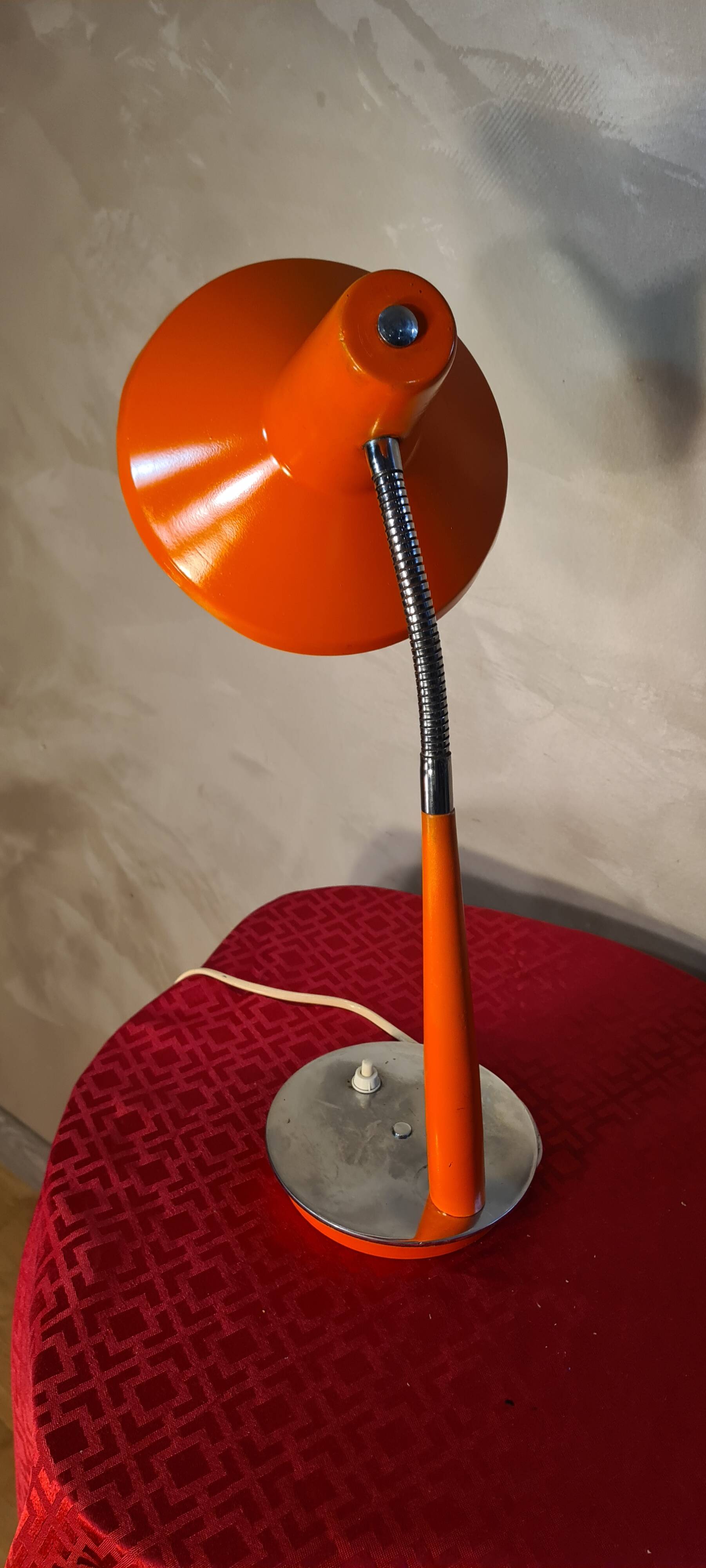 desk lamp 1960 to 70 orange slight signs of wear 42x26 good condition