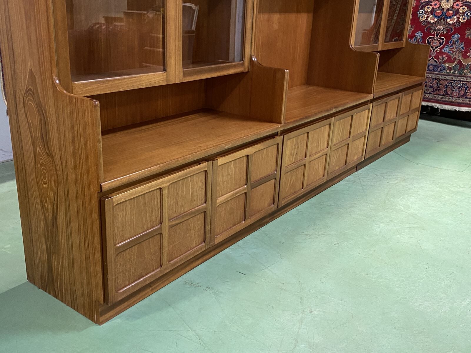 English library in 3 modules from the 1980s in teak