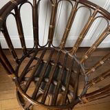 Fauteuil pivotant rotin et osier vintage