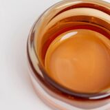 Vintage Skrdlovice Glass Bowl by Jaroslav Svoboda – Bold orange amber glass with white wave, Czech 1970s