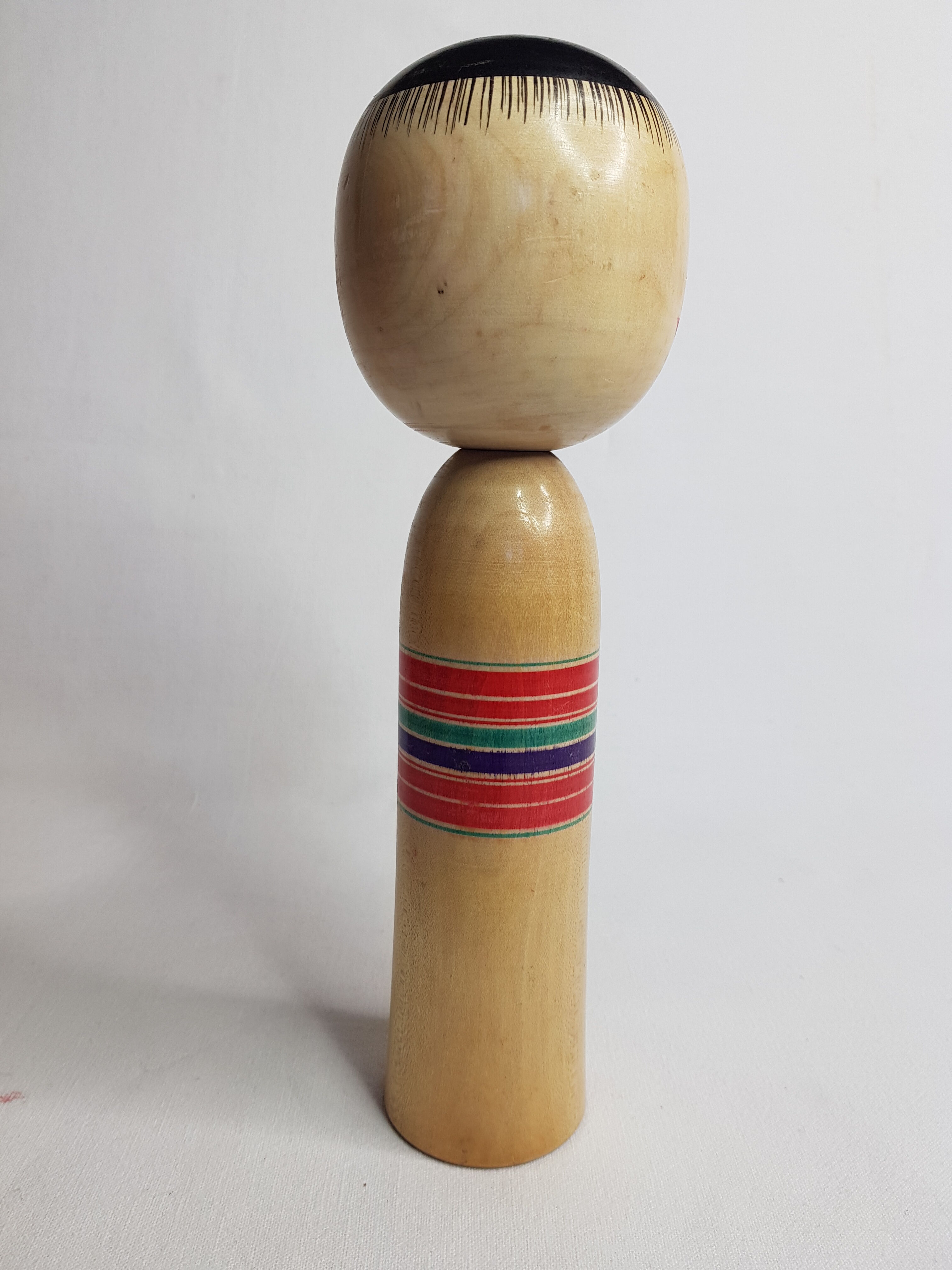 Vintage kokeshi doll, kimono pattern, 24.5 cm