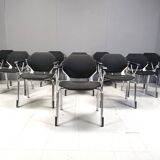 Futuristic Octagonal Metal Chairs by Froscher Sitform, 1990s - set of 10
