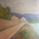 Tableau ancien, double face, paysage bord de Saône, début XX siècle