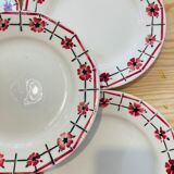 X6 pink flower plates monique ceranord france-retro-vintage
