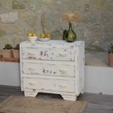 Small patinated art deco chest of drawers
