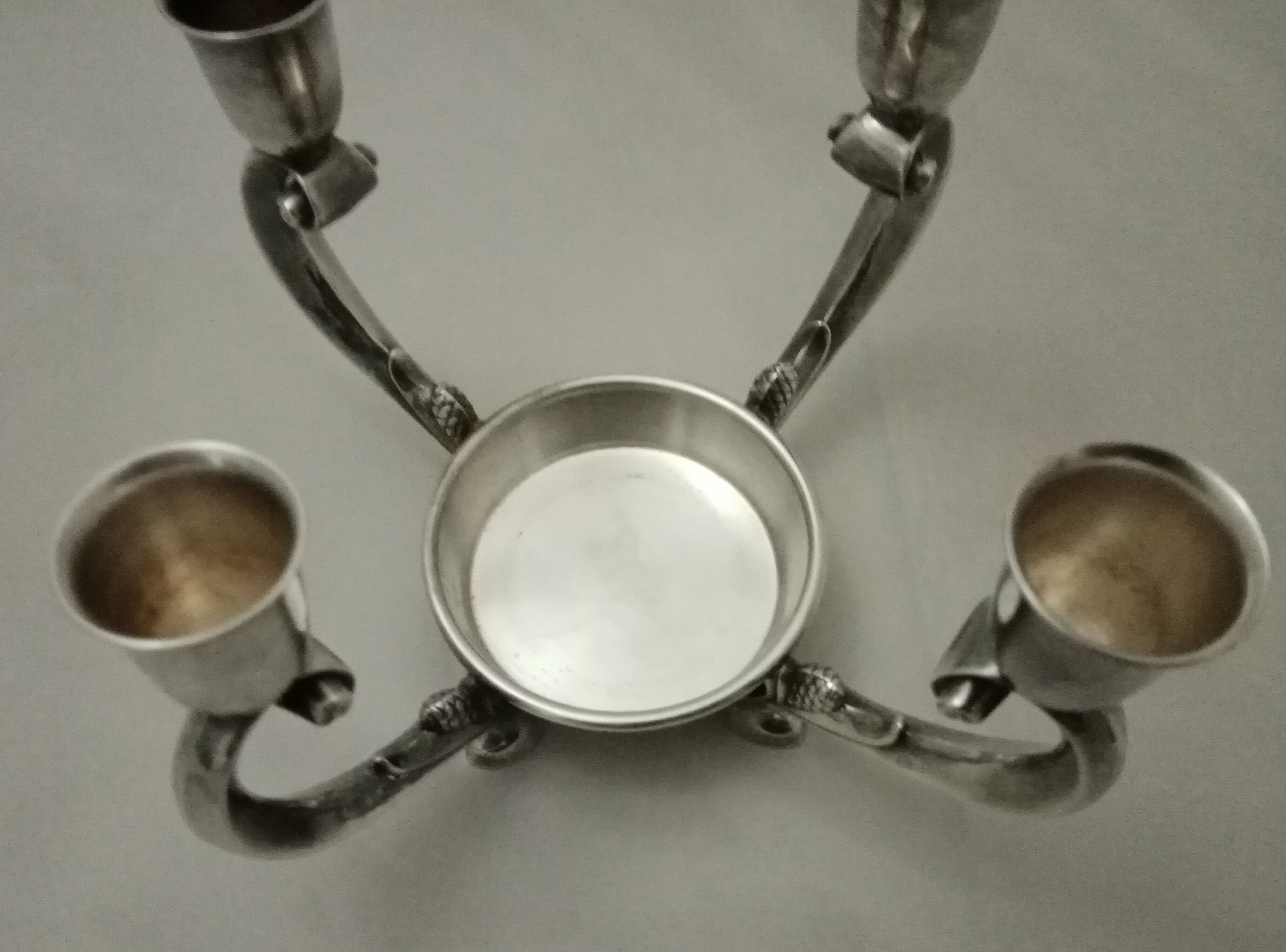 Reed - barton art deco glass-cut silver metal candlestick