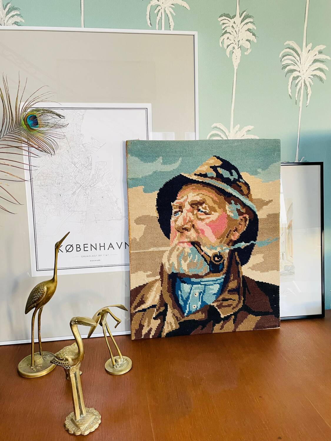 Vintage canvas 1970 The Fisherman by Haerendel