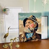 Vintage canvas 1970 The Fisherman by Haerendel