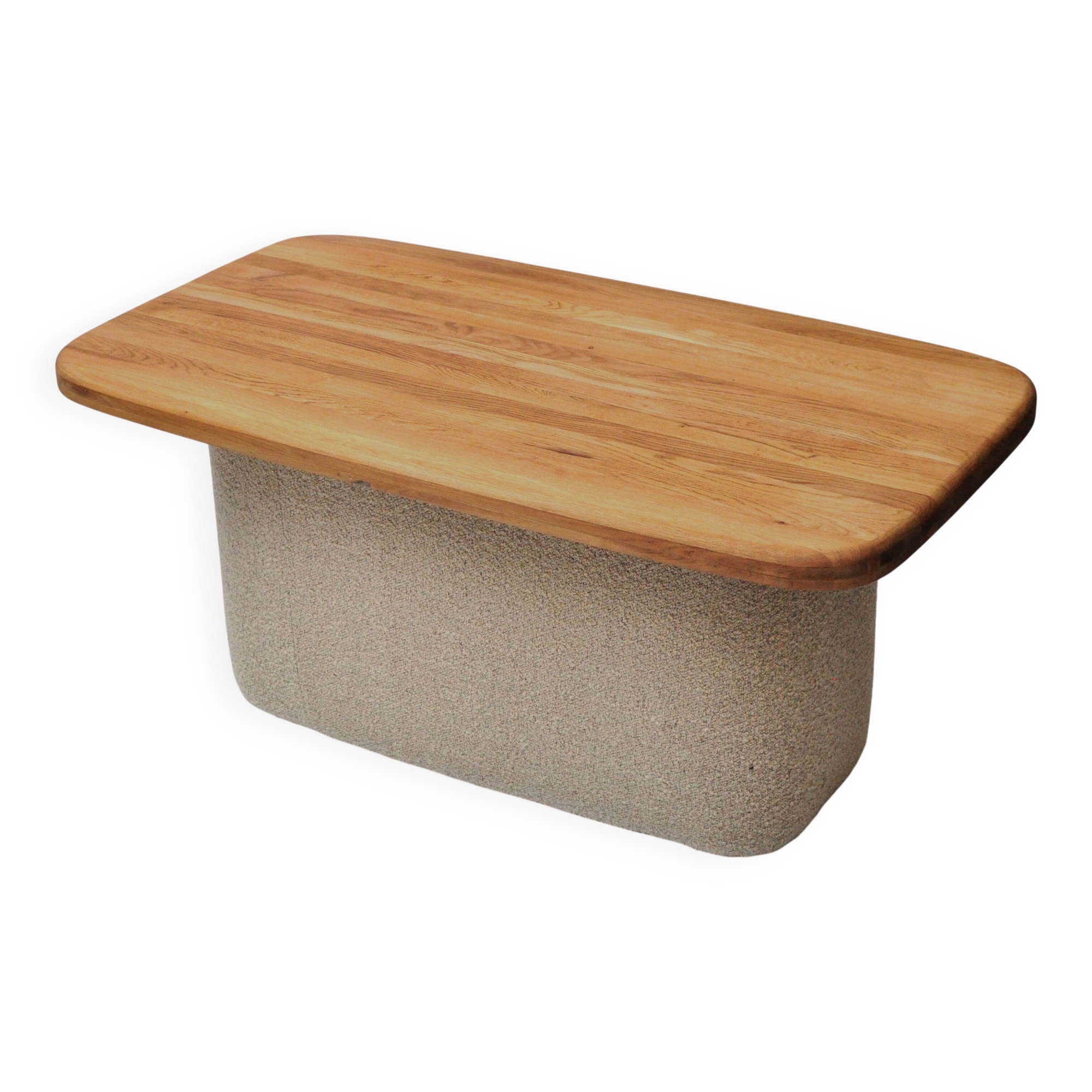 Soft Table — One-Off Sculptural Table in Reclaimed Oak and Wool by Zachte Z