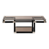 Table basse attribuée à Romeo Rega. Fer et verre fumé – France, années 1980