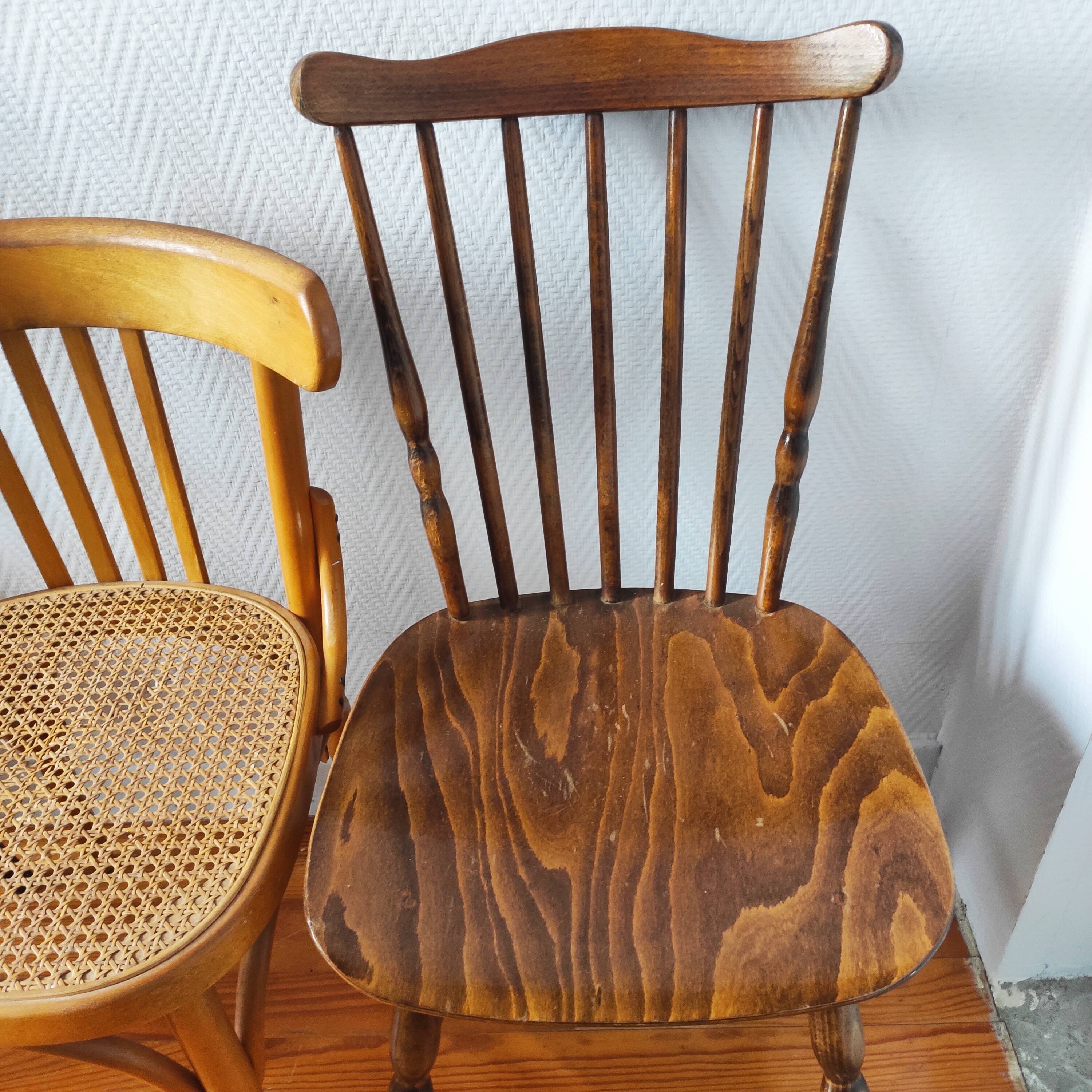 Set of 4 mismatched bistro chairs