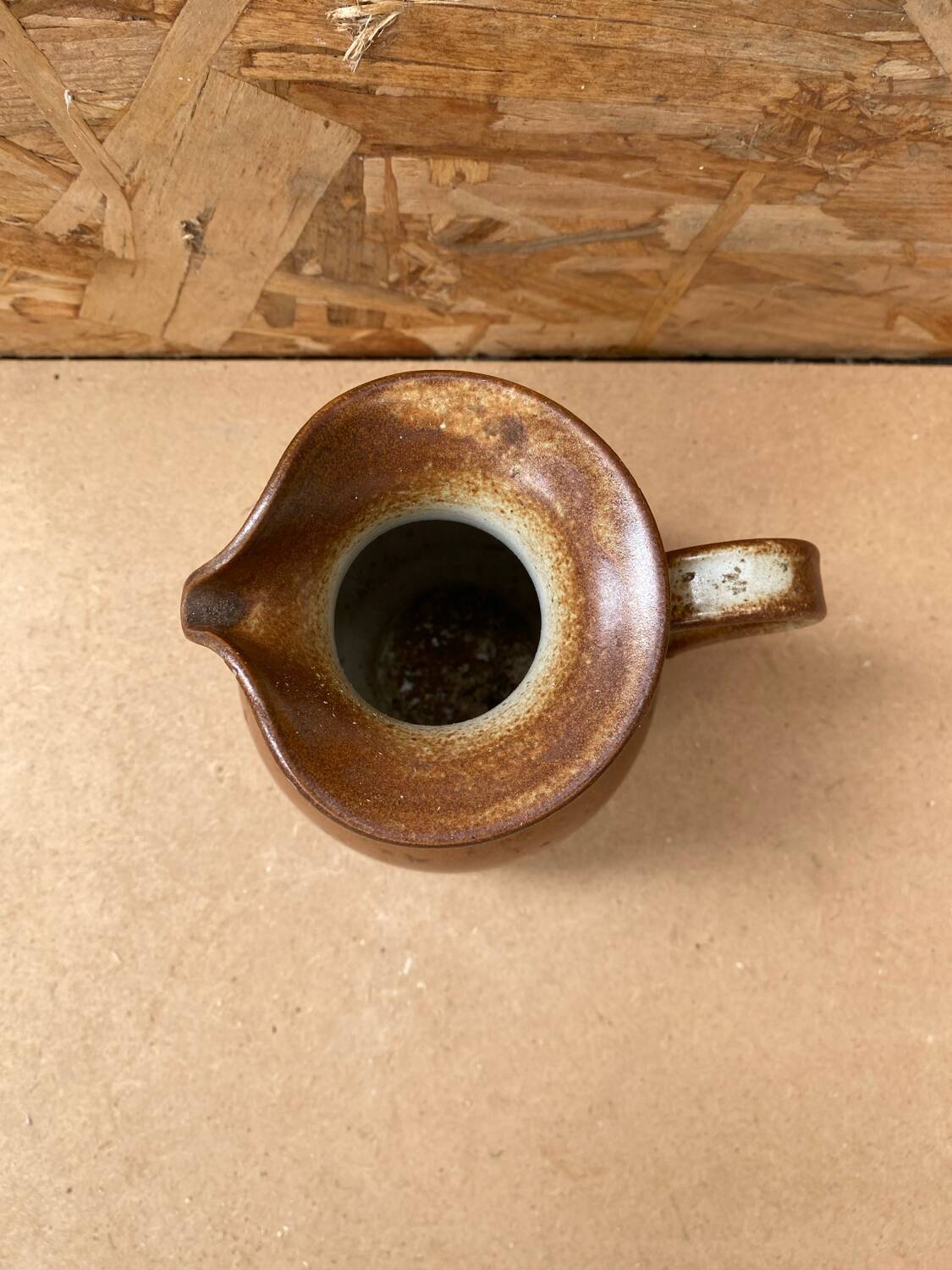 Ancien pichet keraluc grès marron beige made in france vintage