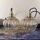 Pair of vintage amber glass pendant lights