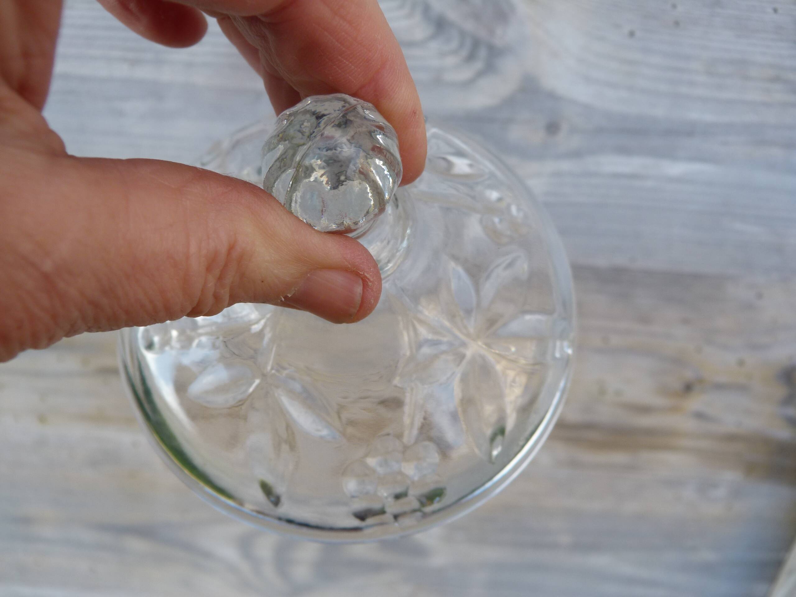Cut glass candy box with golden edge