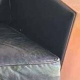 Scandinavian vatage sofa in black leather