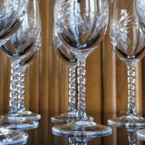 Set of 10 cut crystal liqueur glasses with twisted base and Arques crystal spikes