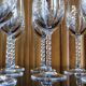 Set of 10 cut crystal liqueur glasses with twisted base and Arques crystal spikes