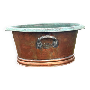 Jardinier en cuivre antique, - vasque art
