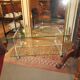 vintage glass coffee table with plexiglass legs
