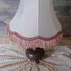 Bedside lamp foot round metal and lampshade pagoda silk pink