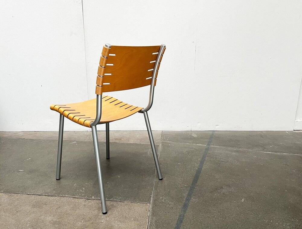 Postmodern chair in metal and wood by Ruud Jan Kokke for Harvink, 1990s.