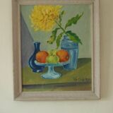 Still life: Fruits and yellow flower (attributed to Schultzer)