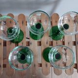 Alsatian white wine glasses with green base