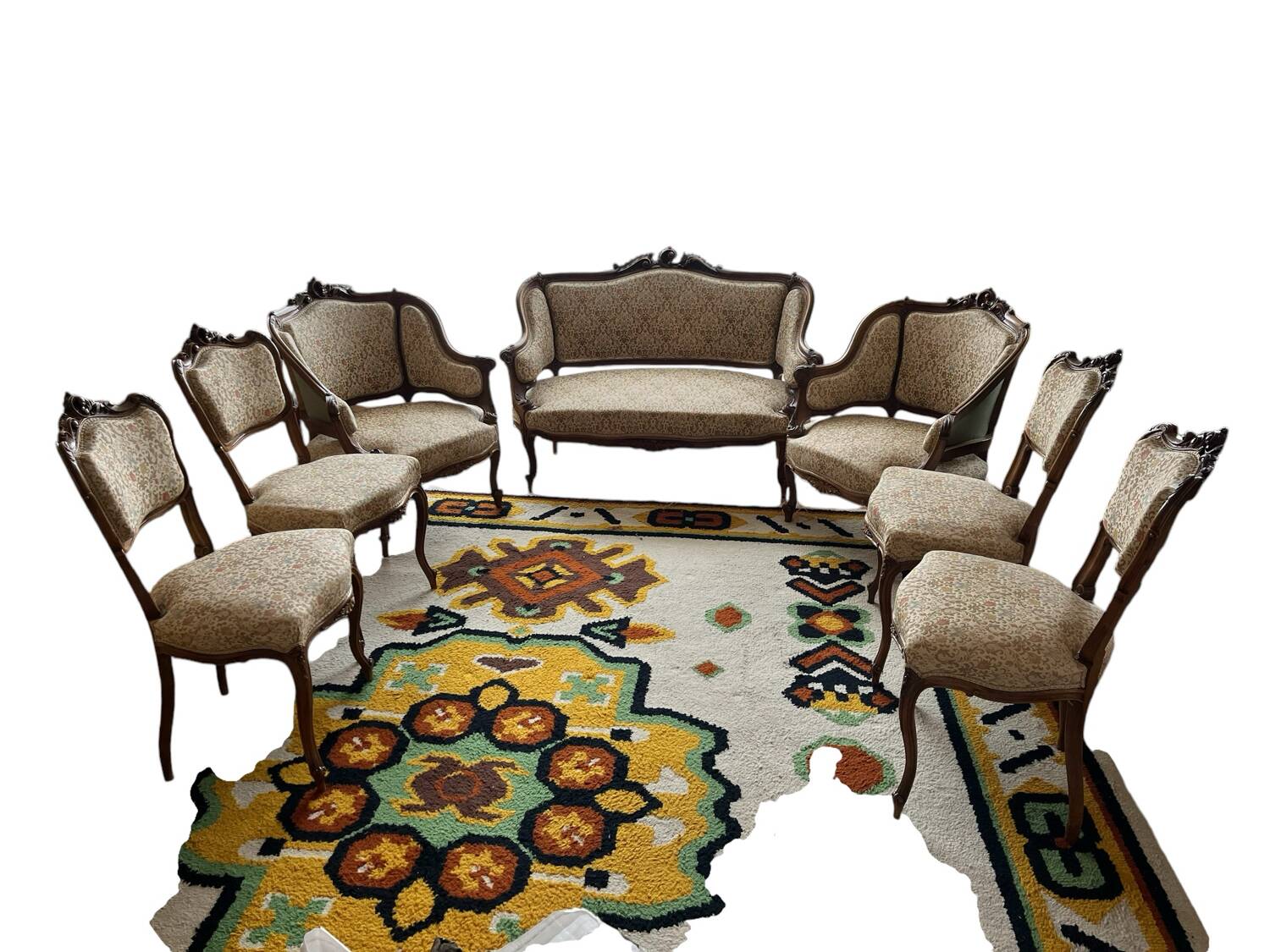 Complete living room Italian Louis XV style sofa armchair chair