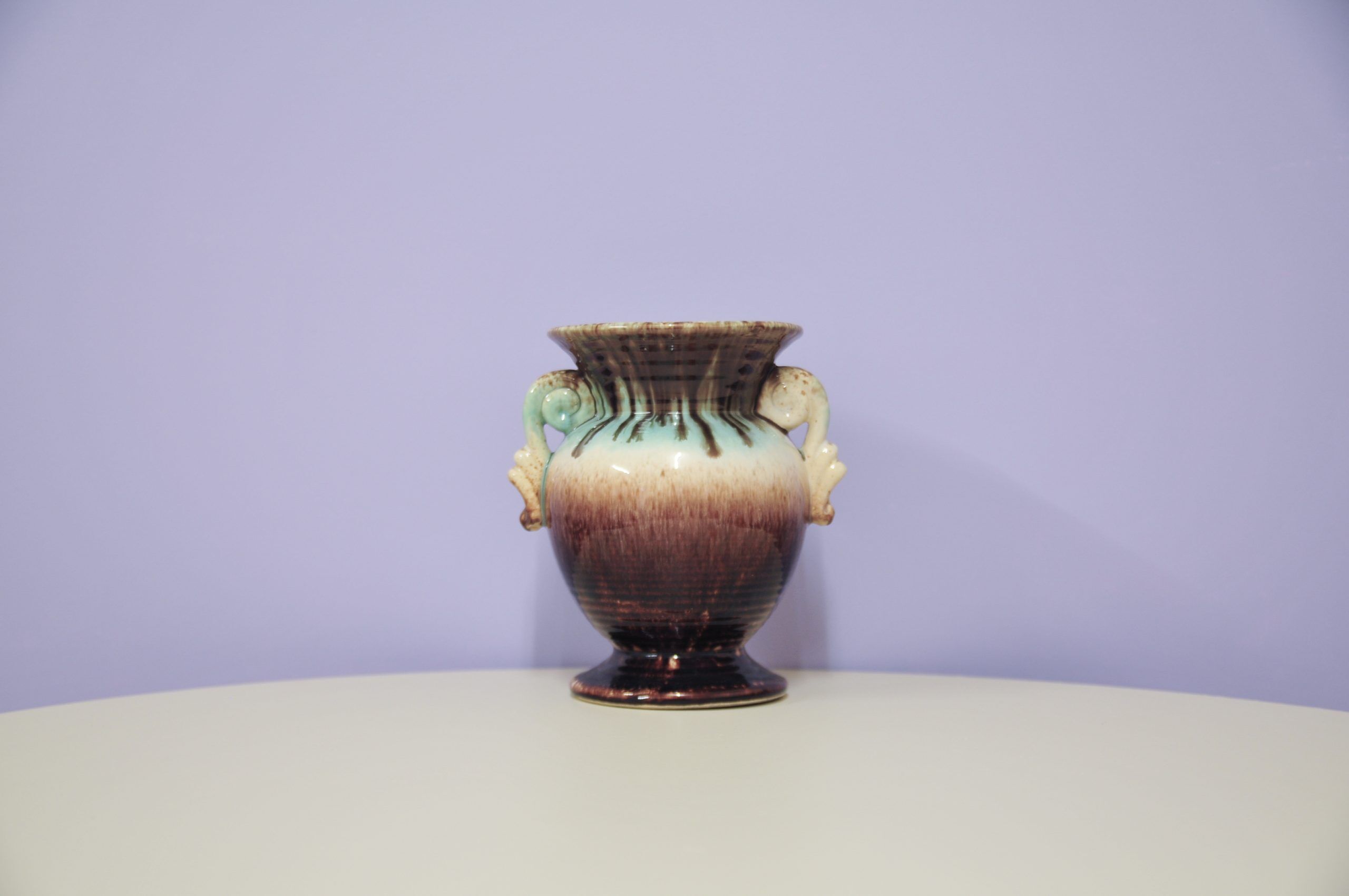 Vintage vase in brown and blue ceramics